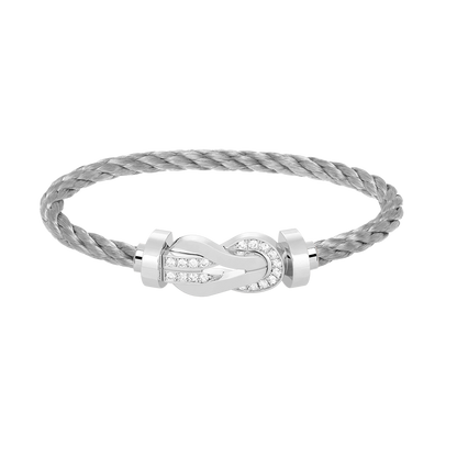 [⭐Renara]CHANCE LARGE 8 FIGURE BUCKLE HALF DIAMOND BRACELET SILVER