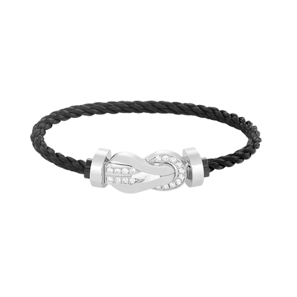 [⭐Renara]CHANCE LARGE 8 FIGURE BUCKLE HALF DIAMOND BRACELET SILVER