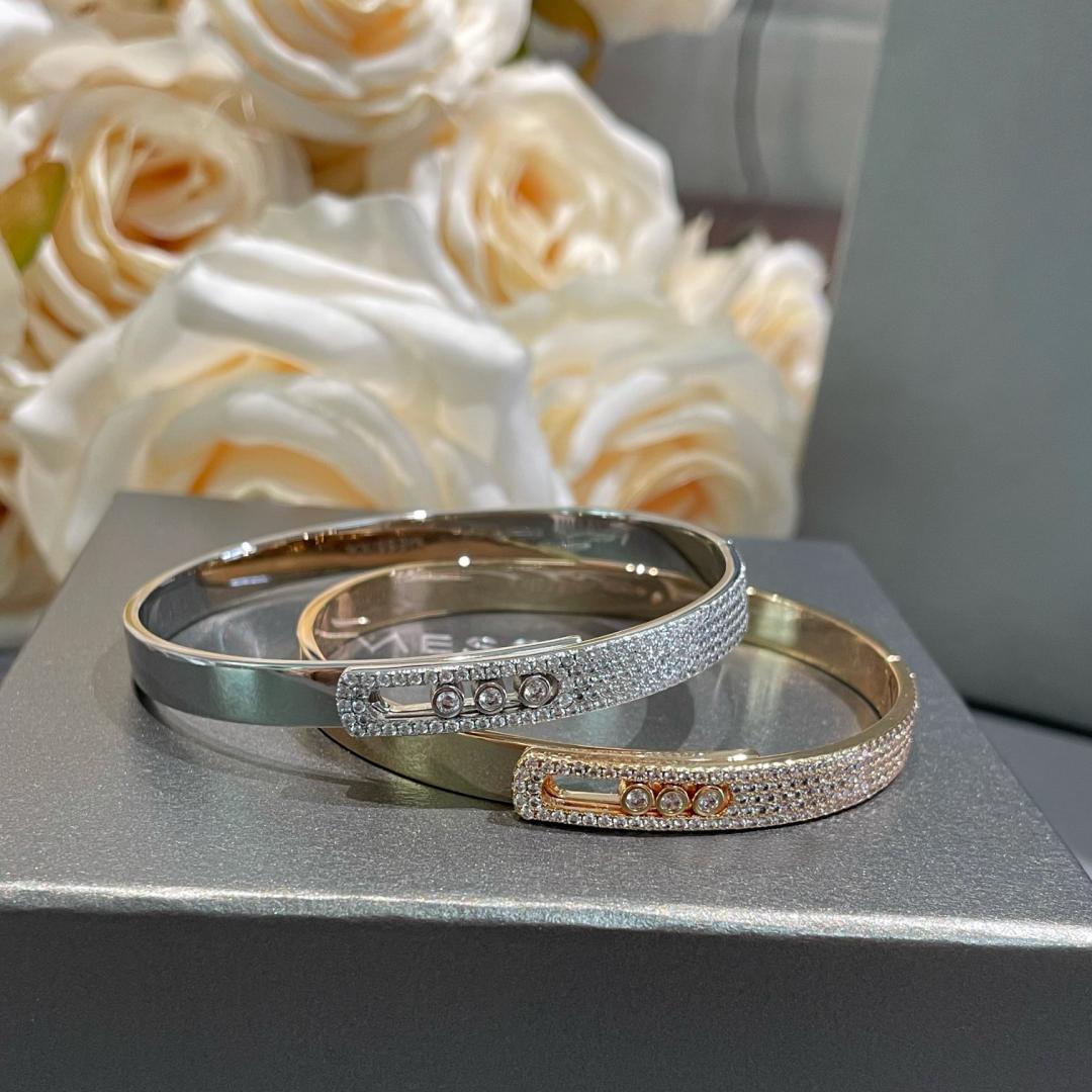 [⭐Renara]Move Noa Rose Gold Pavé Diamond Bangle Bracelet