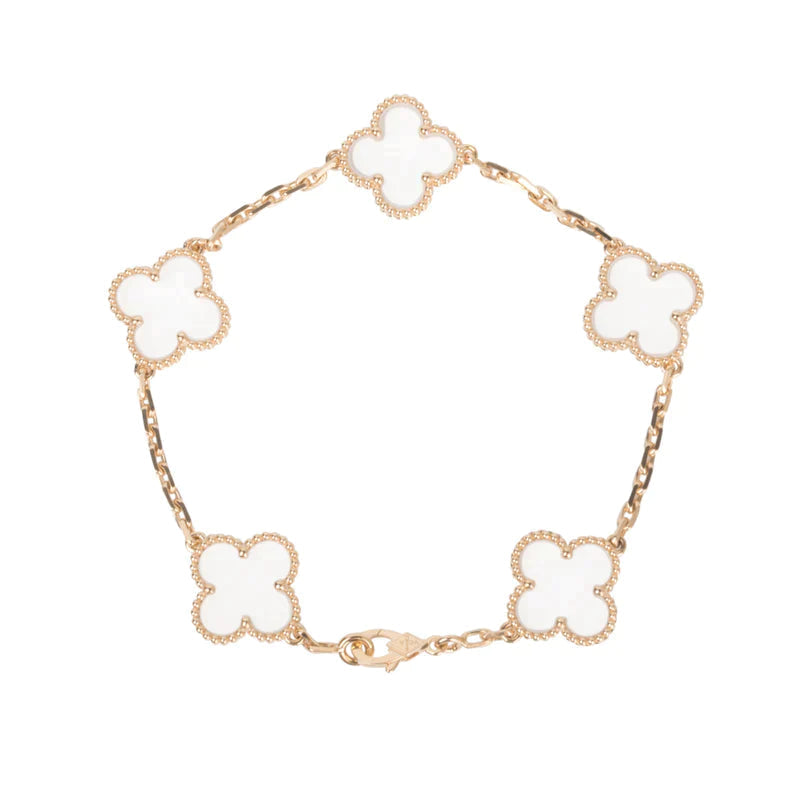 [⭐Renara]CLOVER 5 MOTIF ROCK CRYSTAL BRACELET
