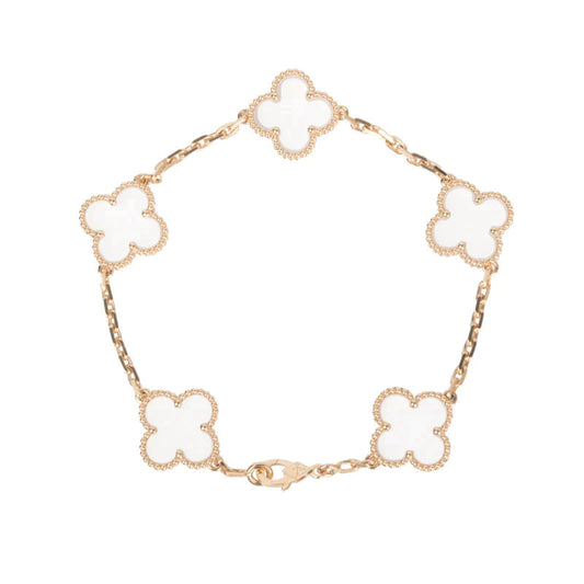 [⭐Renara]CLOVER 5 MOTIF ROCK CRYSTAL BRACELET