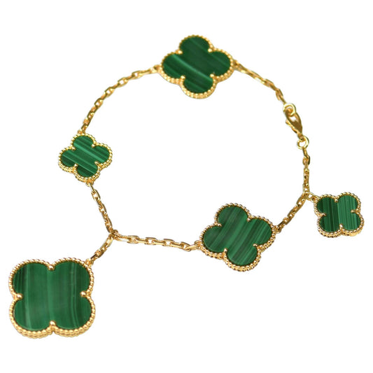 [⭐Renara]MAGIC CLOVER MALACHITE GOLD BRACELET 5 MOTIFS