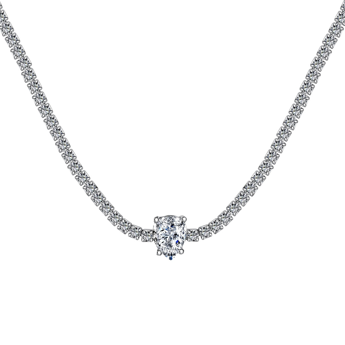 [Lucky Jewelry]1.0 carat Unique Pear Cut Tennis Necklace