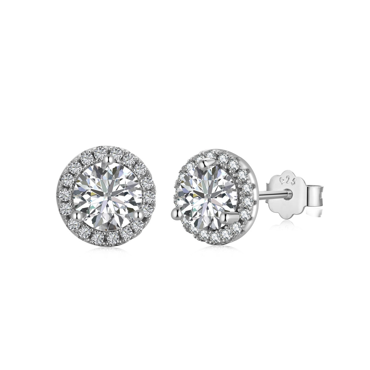 [Lucky Jewelry]Classic Princess Round Shape Earrings