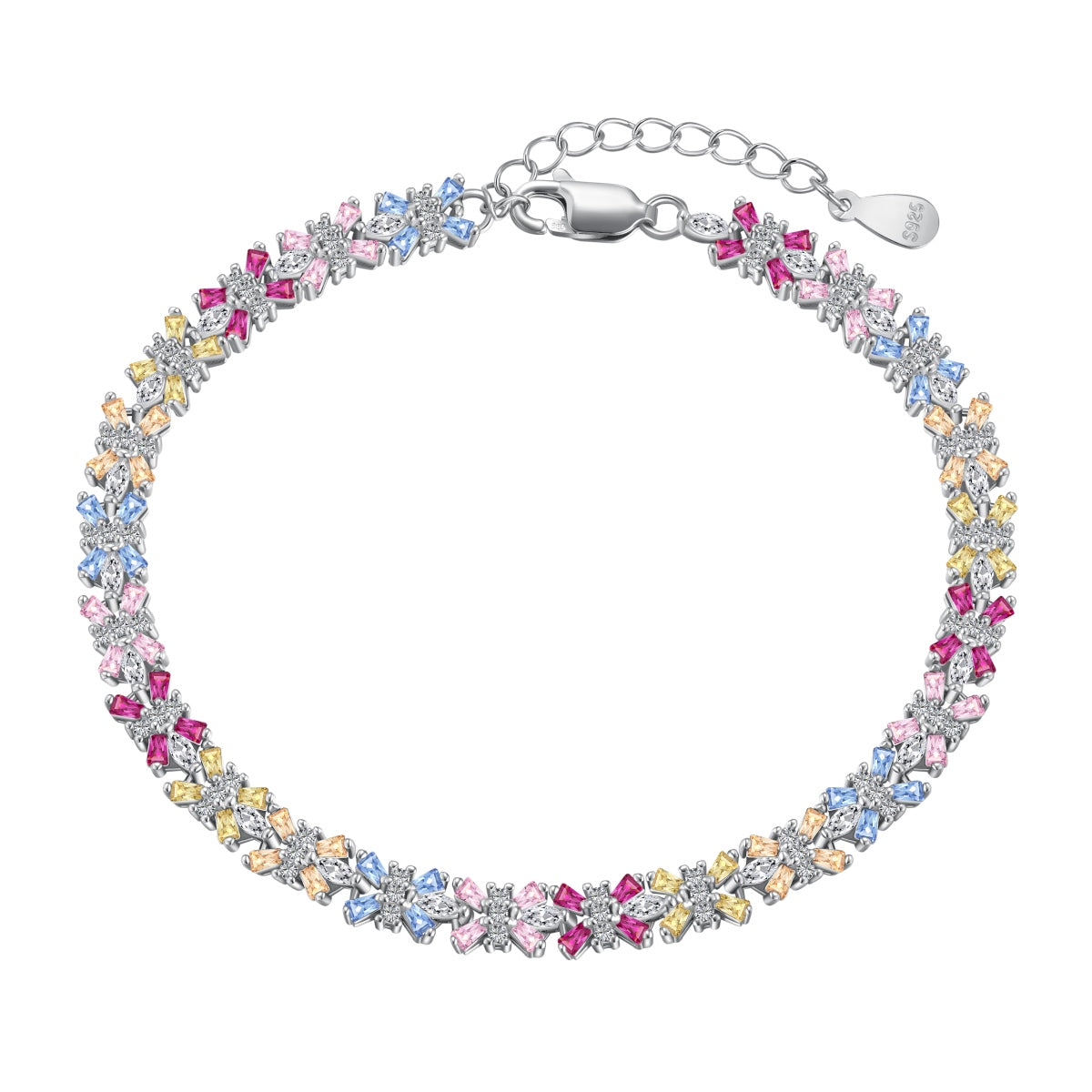 [Lucky Jewelry]Radiant Colorful Emerald Cut Party Bracelet