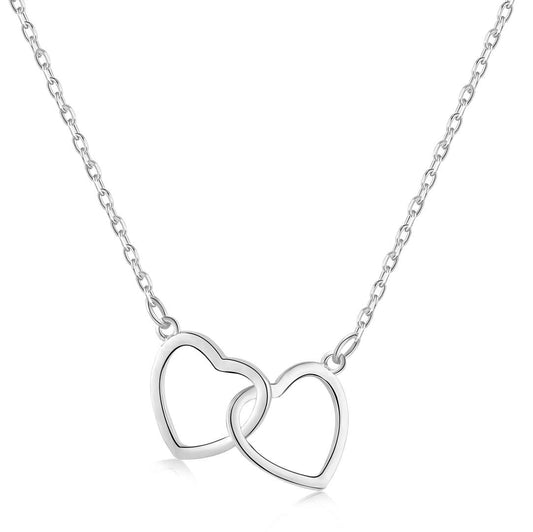 [Lucky Jewelry]Sterling Silver Love Double Ring Necklace