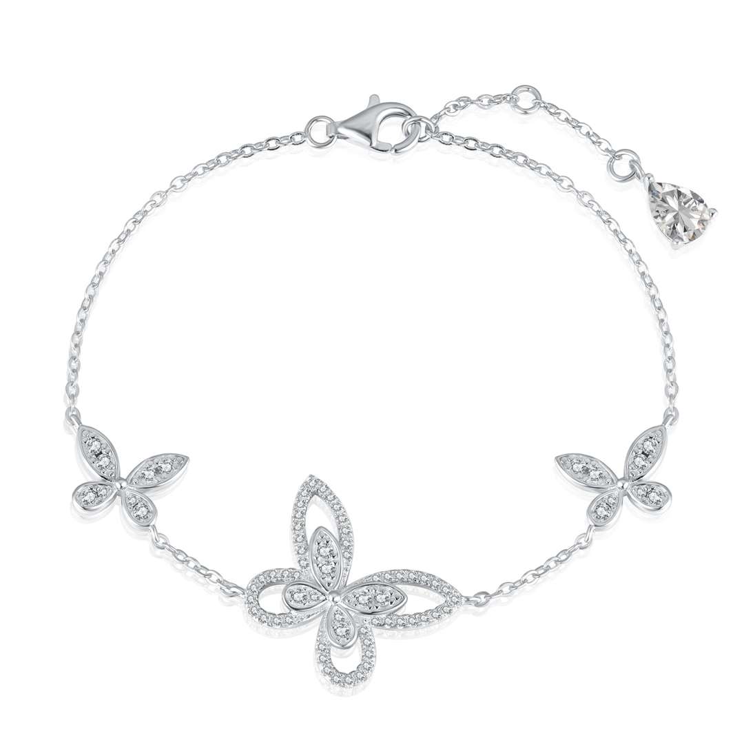 [Lucky Jewelry]Delicate Butterfly Pendant Bracelet