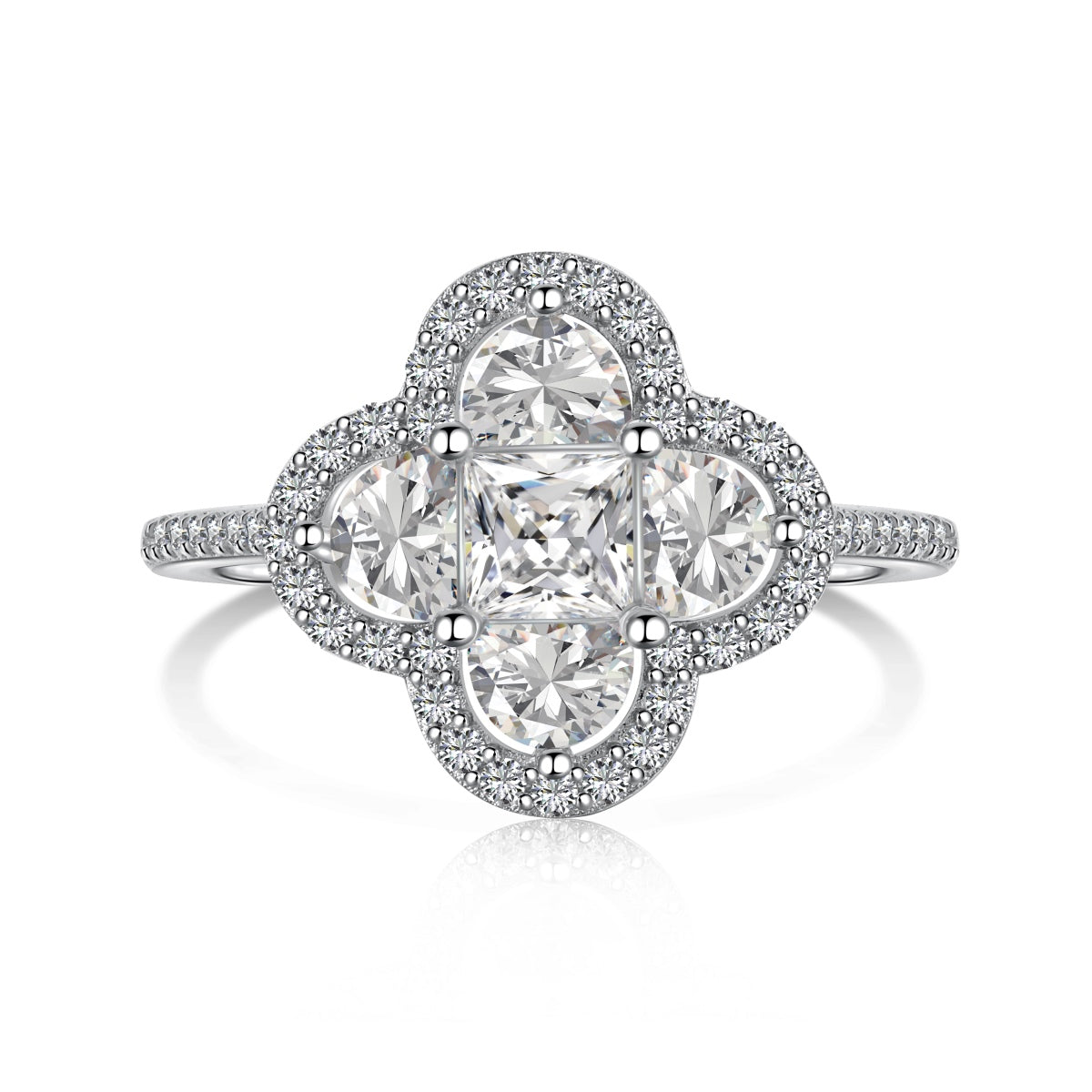 [Lucky Jewelry]Luxurious Eternity Flower Shape Banquet Ring