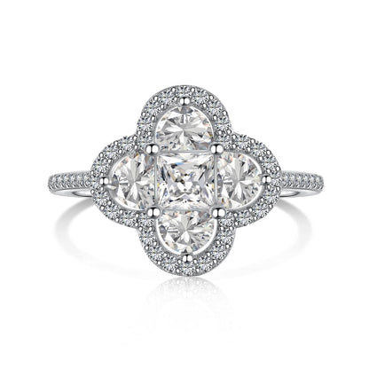 [Lucky Jewelry]Luxurious Eternity Flower Shape Banquet Ring