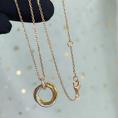 [⭐Renara]TRINITY NECKLACE SILVER GOLD PINK GOLD DIAMONDS