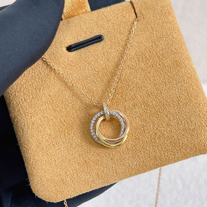 [⭐Renara]TRINITY NECKLACE SILVER GOLD PINK GOLD DIAMONDS