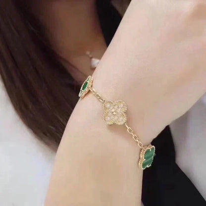 [⭐Renara] CLOVER 5 MOTIF MALACHITE BRACELET COLLECTION