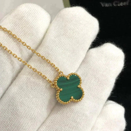 [⭐Renara]CLOVER 15MM MALACHITE SINGLE FLOWER  NECKLACE
