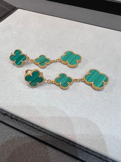 [⭐Renara]CLOVER MALACHITE 3 MOTIFS GOLD