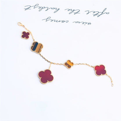 [⭐Renara]CLOVER BRACELET 5 MOTIFS CARNELIAN TIGER EYE