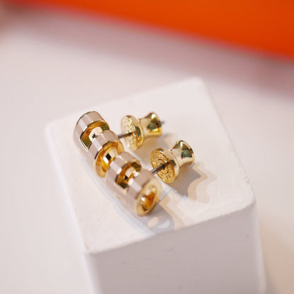 [⭐Renara]MINI POP H GOLD EARRINGS GREY