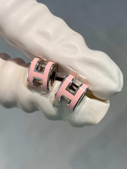 [⭐Renara]MINI POP H SILVER EARRINGS PINK