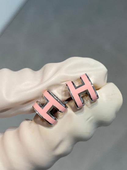 [⭐Renara]MINI POP H SILVER EARRINGS PINK