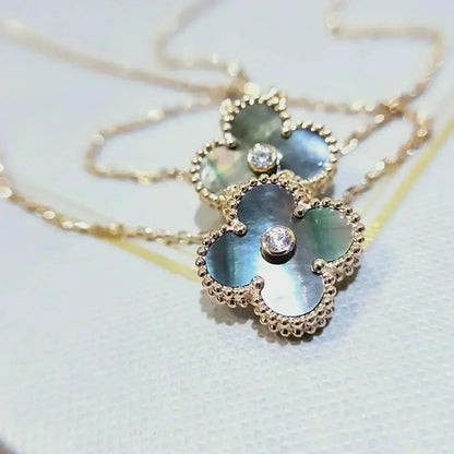 [⭐Renara]CLOVER 15MM DIAMOND AND MOTHER-OF-GREY NECKLACE