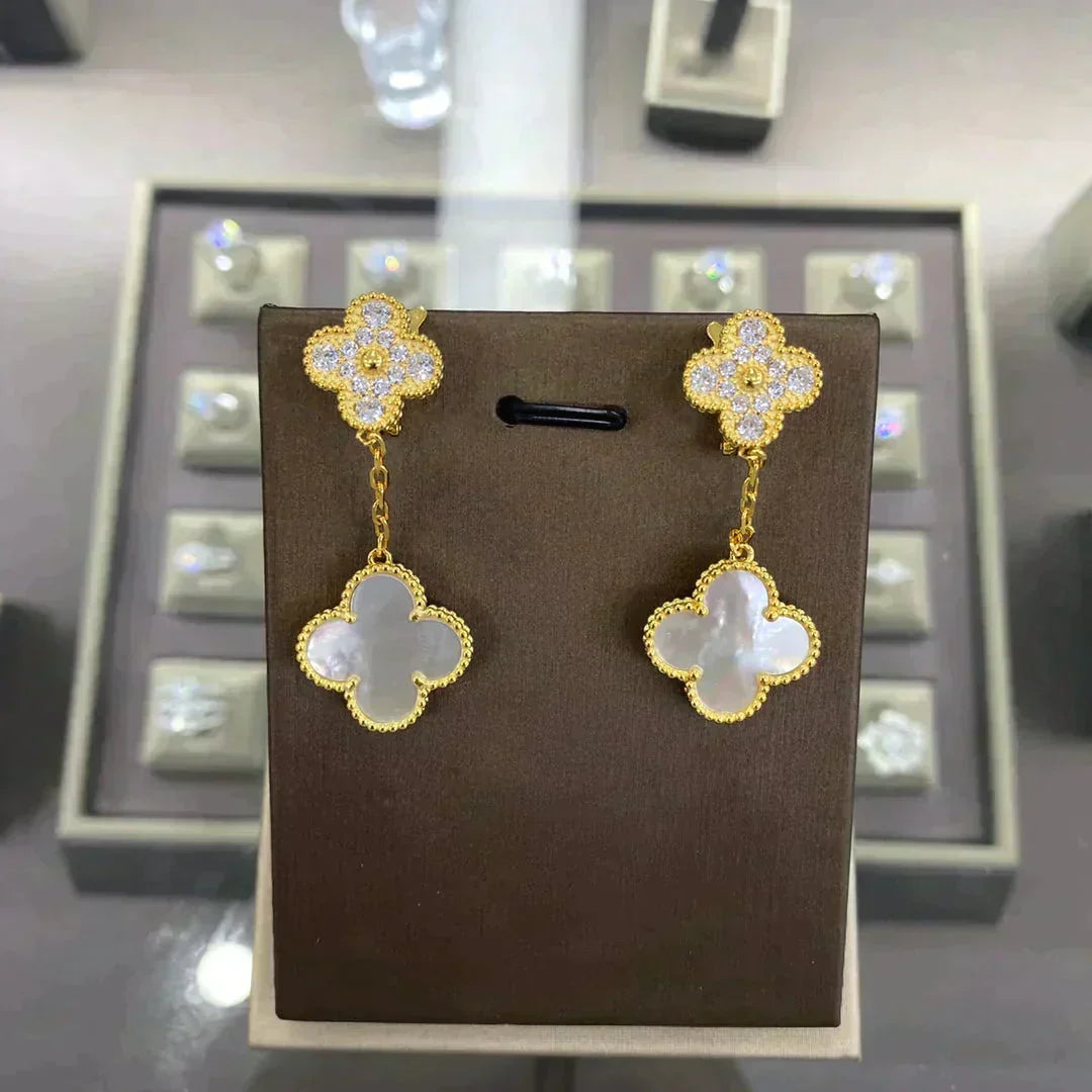 [⭐Renara]CLOVER  2 MOTIFS  DIAMOND  EARRINGS (MULTIPLE CHOICESç´