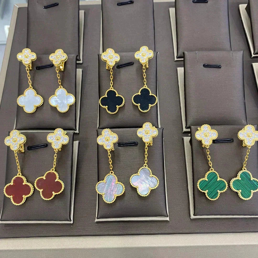 [⭐Renara]CLOVER  2 MOTIFS  DIAMOND  EARRINGS (MULTIPLE CHOICESç´