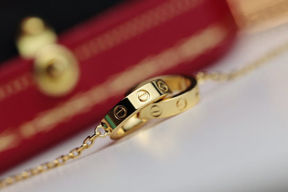 [⭐Renara]LOVE NECKLACE DOUBLE RING GOLD