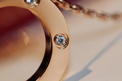 [⭐Renara]LOVE NECKLACE 16MM 6 DIAMONDS PINK GOLD