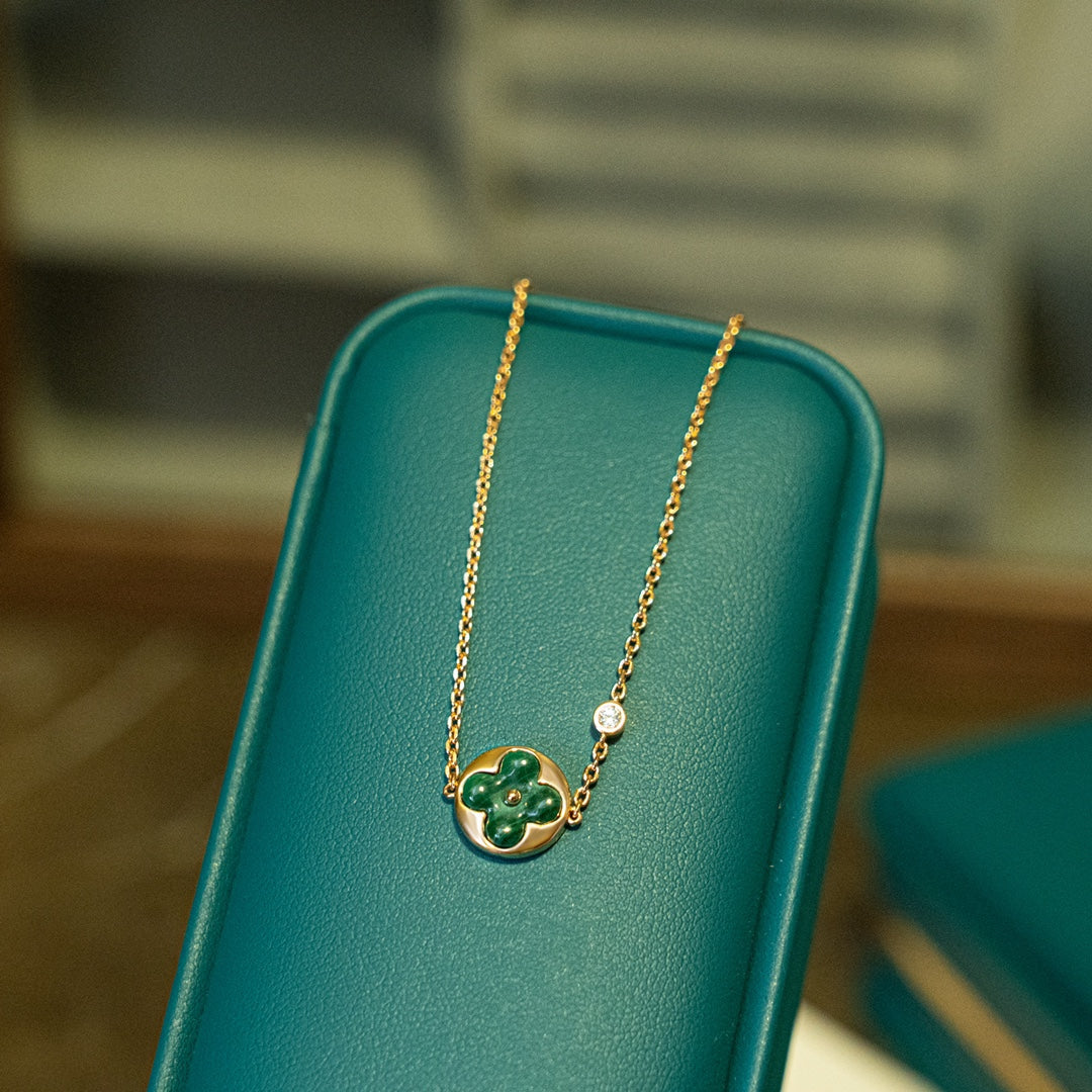 [⭐Renara]SUN MALACHITE 1 DIAMOND PINK GOLD BRACELET