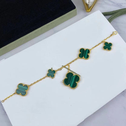 [⭐Renara]MAGIC CLOVER MALACHITE GOLD BRACELET 5 MOTIFS