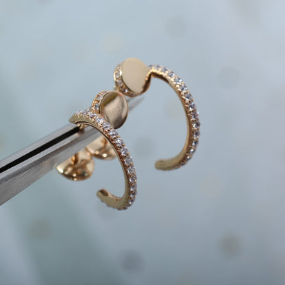 [⭐Renara]JUSTE EARRINGS 12.75MM PINK GOLD DIAMOND