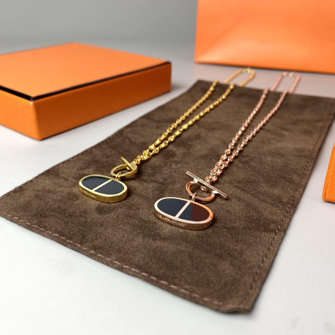[⭐Renara]CHAINE VERSO BLACK CERAMIC NECKLACE