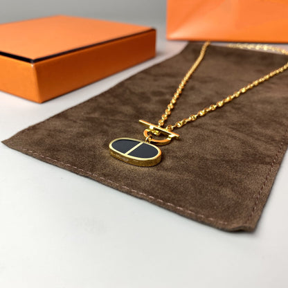 [⭐Renara]CHAINE VERSO BLACK CERAMIC NECKLACE