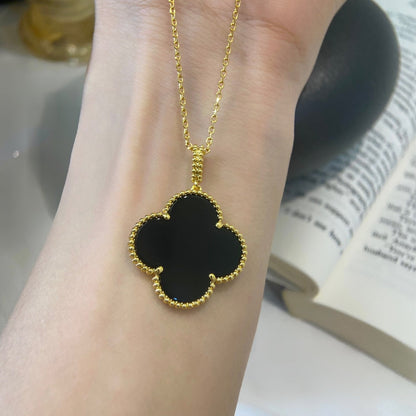 [⭐Renara]CLOVER 25MM NECKLACE GOLD ONYX