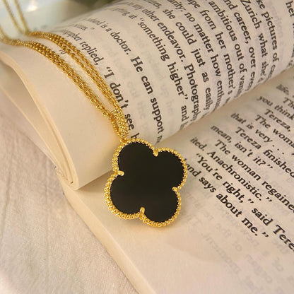 [⭐Renara]CLOVER 25MM NECKLACE GOLD ONYX