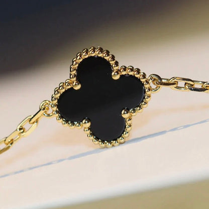 [⭐Renara]CLOVER 20 MOTIFS ONYX NECKLACE