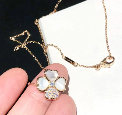 [⭐Renara]CLOVER MOP DIAMOND ROSE GOLD NECKLACE