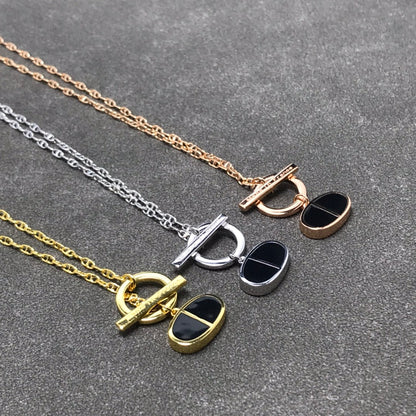 [⭐Renara]CHAINE VERSO BLACK CERAMIC  NECKLACE