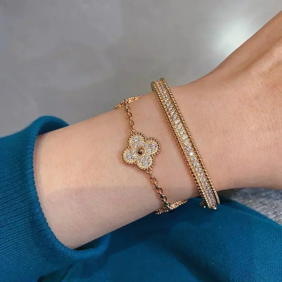 [⭐Renara] CLOVER 5 MOTIF FULL DIAMOND BRACELET COLLECTION