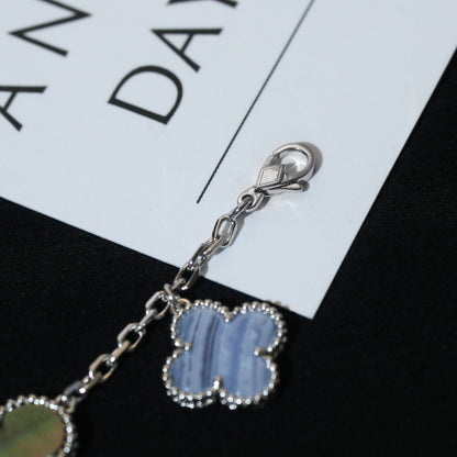 [⭐Renara]CLOVER BRACELET 5 MOTIFS MOP CHALCEDONY SILVER