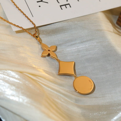 [⭐Renara]STAR AND SUN DIAMOND PINK GOLD NECKLACE