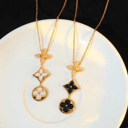 [⭐Renara]STAR AND SUN ONYX PINK GOLD NECKLACE