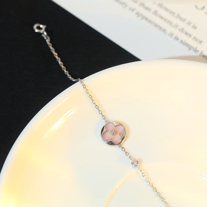 [⭐Renara]SUN MOTIF PINK MOP SILVER BRACELET