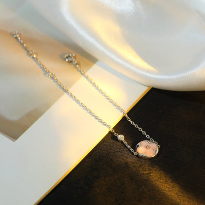[⭐Renara]SUN MOTIF PINK MOP SILVER BRACELET