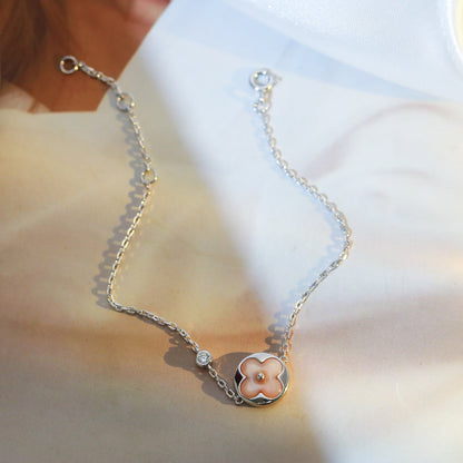 [⭐Renara]SUN MOTIF PINK MOP SILVER BRACELET