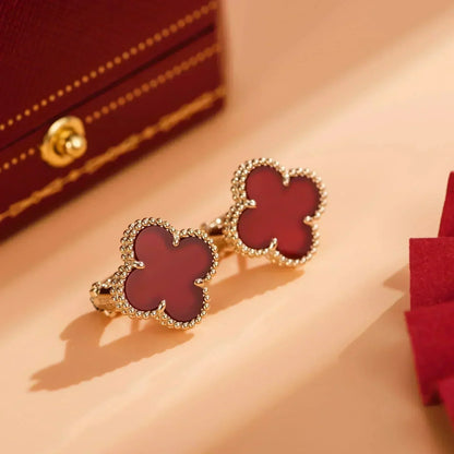 [⭐Renara]CLOVER MEDIUM 1 MOTIFS CARNELIAN  EARRINGS