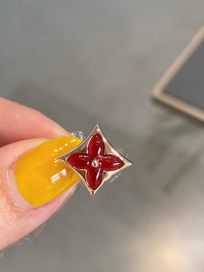 [⭐Renara]STAR AND SUN PINK GOLD CARNELIAN STUD EARRINGS