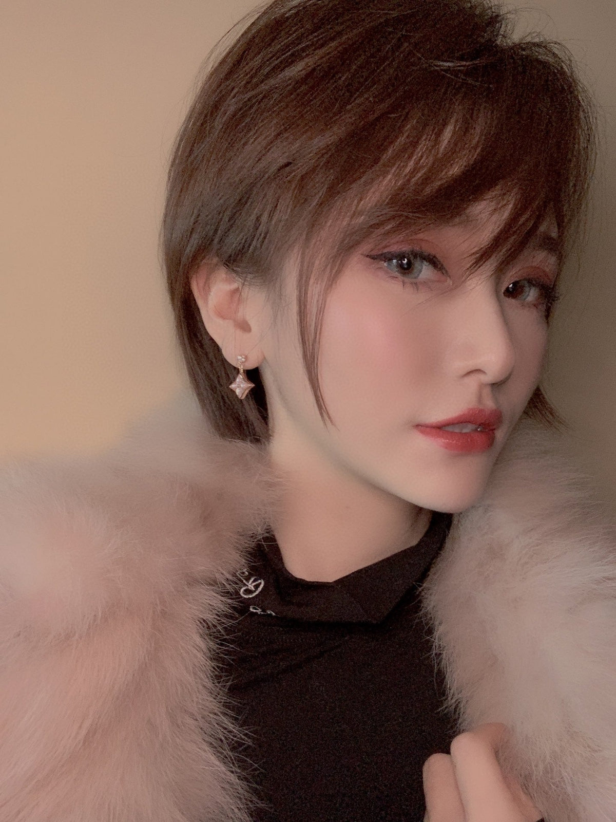 [⭐Renara]DOUBLE STAR PINK GOLD MOP DROP EARRINGS