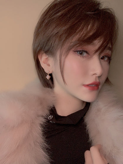 [⭐Renara]DOUBLE STAR PINK GOLD MOP DROP EARRINGS