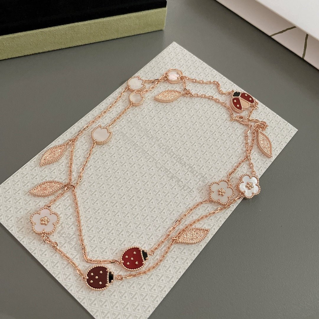 [⭐Renara]LUCKY SPRING 15 MOTIFS ROSE GOLD NECKLACE