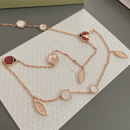 [⭐Renara]LUCKY SPRING 15 MOTIFS ROSE GOLD NECKLACE